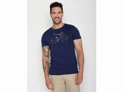 GreenBomb GREENBOMB Bio-Herren-T-Shirt Bike Jacques mit Rundhalsausschnitt, navy,