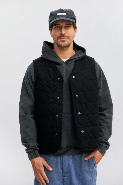 Rotholz Rotholz Herren vegan Weste Flanell-Steppdecke Schwarze Herzen