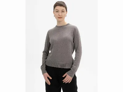 MELA MELA Bio-Damen-Pullover 'DHANA' mit Rundhalsausschnitt, bear melange,
