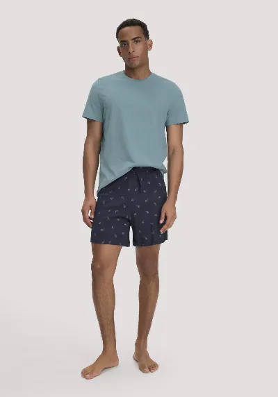 hessnatur hessnatur Herren Schlafshorts PURE COTTON aus Bio-Baumwolle - blau