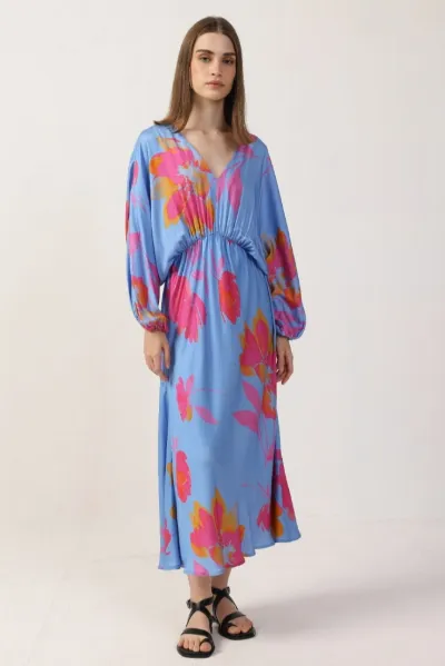 Neu Nomads Neu Nomads Damen vegan Kleid Helena Floral Rosa Mohnblumen Multicolor