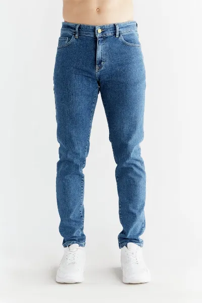 Evermind Evermind Herren vegan Jeans Slim Fit Saphirblau