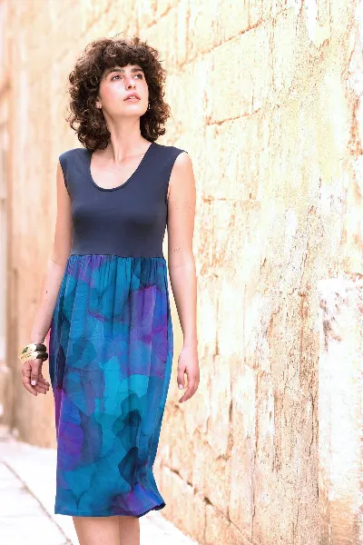 WiDDA WiDDA Damen vegan Kleid Mixma Navy Clouds