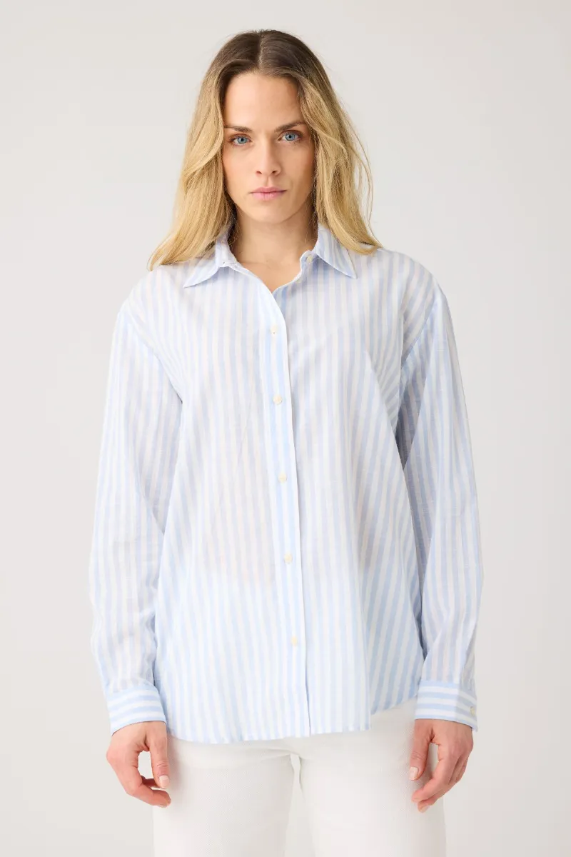 KnowledgeCotton Apparel Bluse Loose Stripe Blau