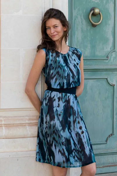 Widda Widda Damen vegan Kleid Adele Aquarell-Muster