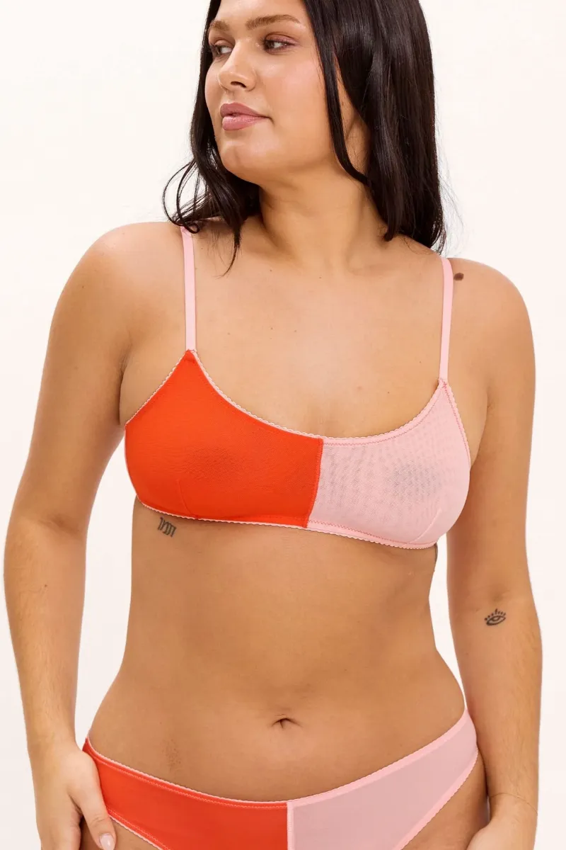 Understatement Understatement Damen vegan Bralette Mesh Scoop Feurig Rot/Pfirsich Rose