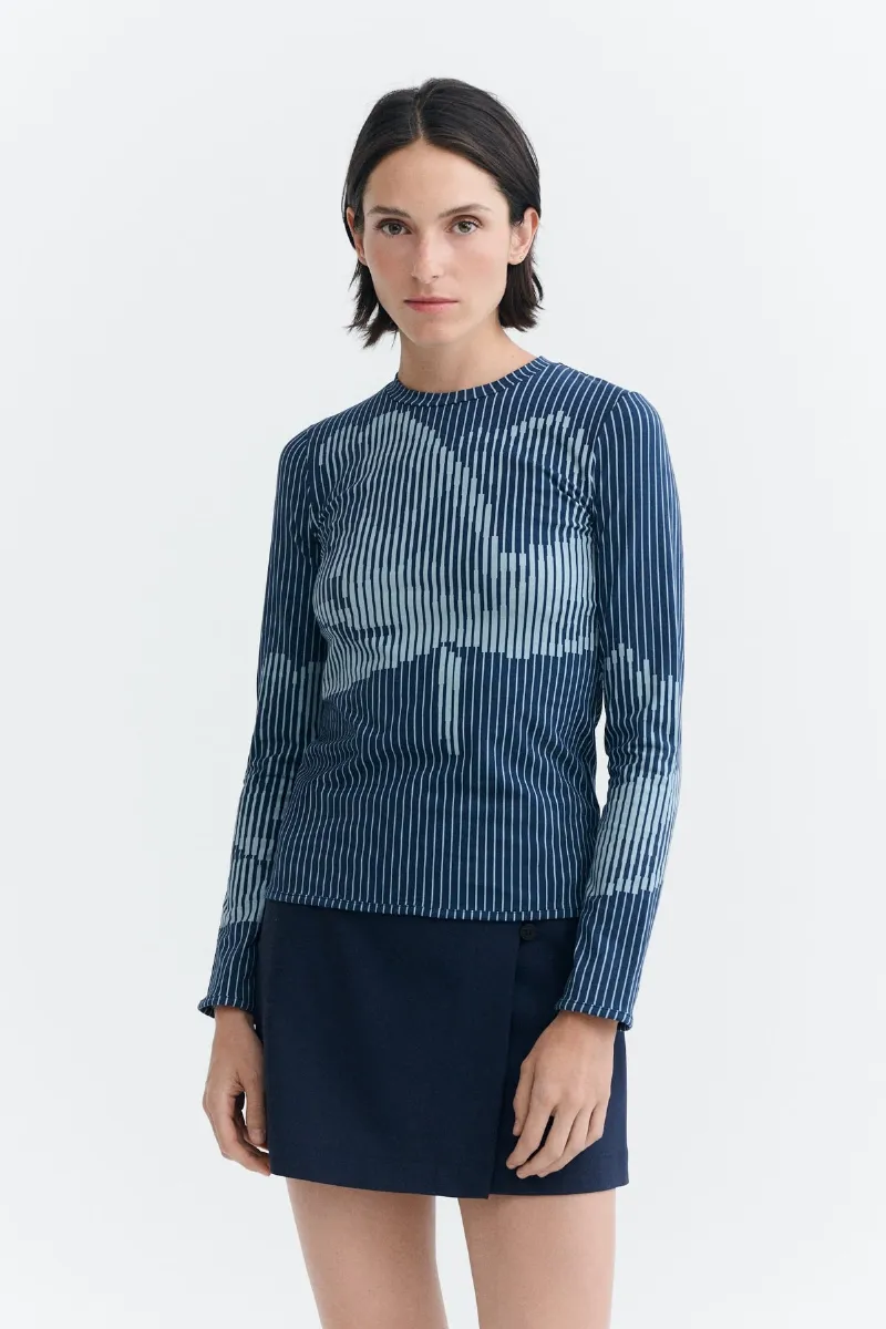 Thinking MU Longsleeve Brisa Lotus Digital Print Blau