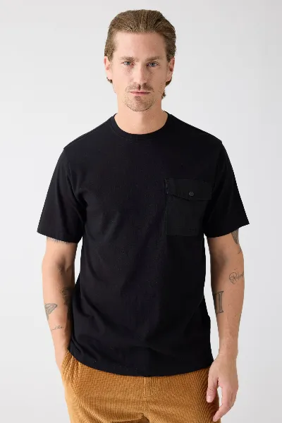 KnowledgeCotton Apparel KnowledgeCotton Apparel Herren vegan T-Shirt Tasche Black Jet