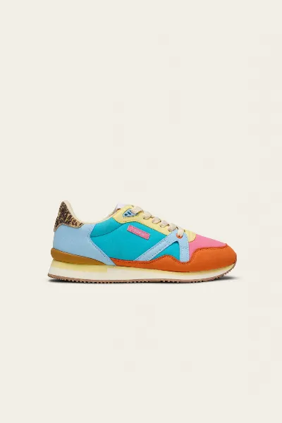 Odaje Odaje Damen vegan Sneaker Andrée Orange/Pink/Zitrone