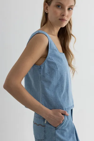 TWOTHIRDS TWOTHIRDS Damen vegan Oberteil Alagadi Denim
