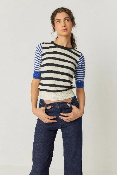 SKFK SKFK Damen vegan Top Muike Mehrfarbig Schwarz/WeiÃŸ