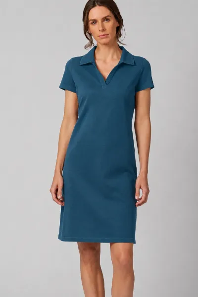 HempAge Hempage Damen vegan Kleid Timeless Summer Flat Collar Reef Teal