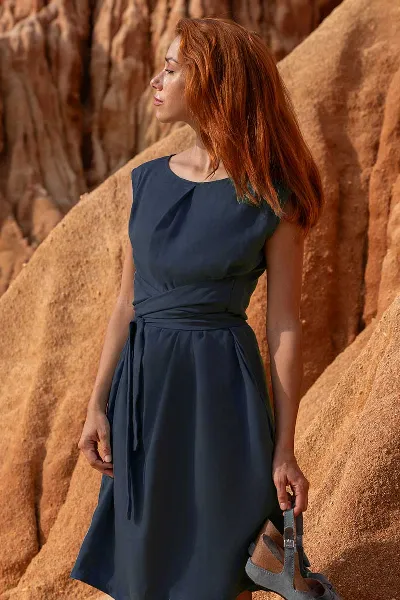 Widda Widda Damen vegan Kleid Adele Dunkelblau
