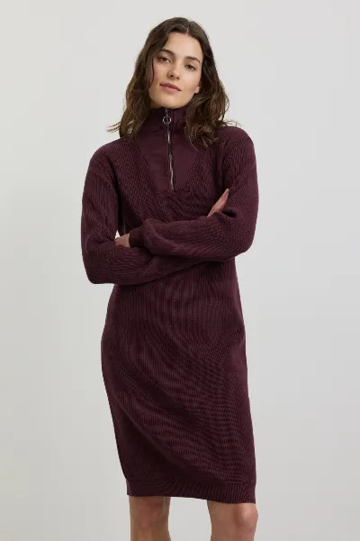 recolution Recolution Damen vegan Kleid Stellera Dark Plum Gestrickt