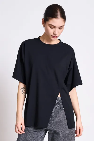 JAN N JUNE JAN 'N JUNE Damen vegan T-Shirt Nadil Geschlitzt