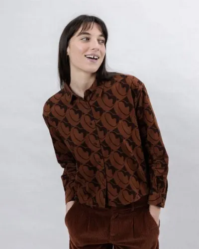 Brava Fabrics Brava Fabrics Bombon Babycord Boxy Bluse Braun