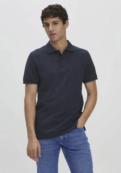 hessnatur hessnatur Herren Piqué Polo Regular aus Bio-Baumwolle - blau
