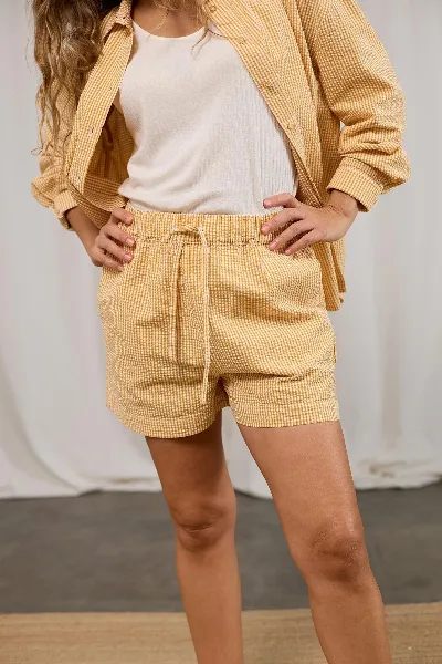 TWOTHIRDS TWOTHIRDS Damen vegan Kurze Hose Kalapaki Senf Vichy