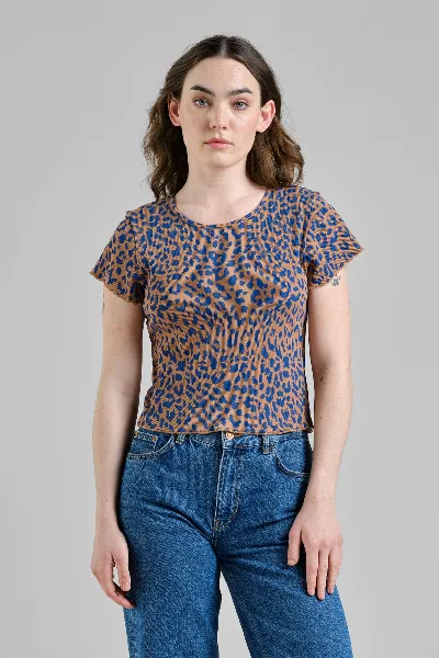 dedicated T-Shirt Ven Rib Leopard Light Brown