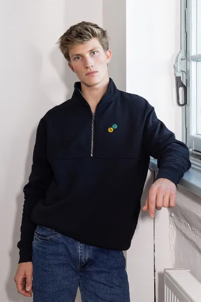 HAFENDIEB Hafendieb Herren vegan Angelclub Troyer Sweater Black