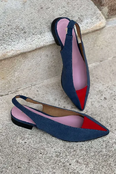 Momoc Momoc Damen vegan Sandalen Slingback Luna Petrol Blau &