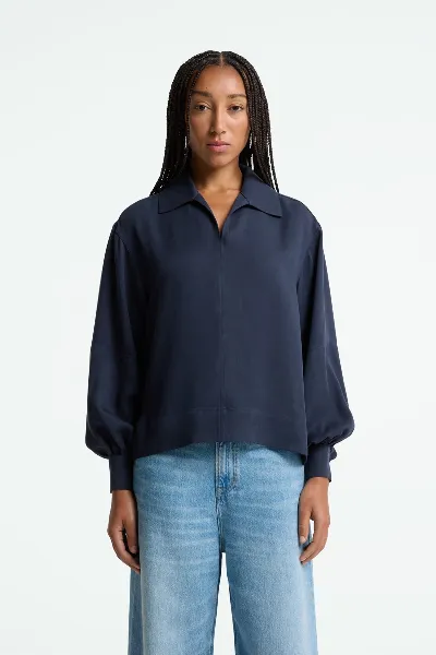 Kings of Indigo Bluse Lang Rheana Blau