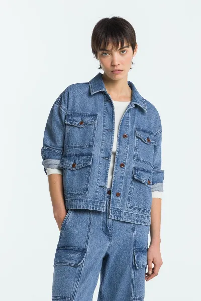 Kings Of Indigo Kings of Indigo Damen vegan Jacke Meisho Jim Mid Marmor Blau