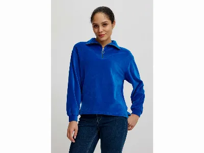 tranquillo tranquillo Bio-Damen-Troyer aus Nicky Velours, sky diver,