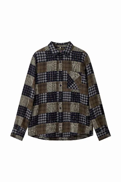 KOMODO KOMODO Herren vegan Overshirt Santi Check Beige/Marineblau