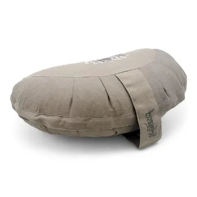 BAGHI BAGHI Meditationskissen Halbmond pastellige Farben Lotus Bestickung - aus Bio-Baumwolle kbA zertifiziert Sitzhöhe 14 cm