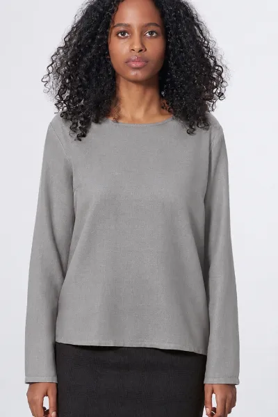 HempAge Hempage Damen vegan Bluse Gewebt Taupefarben