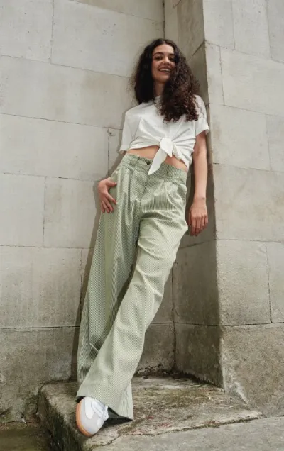 KOMODO KOMODO Damen vegan Hose Lola Grün Gestreift