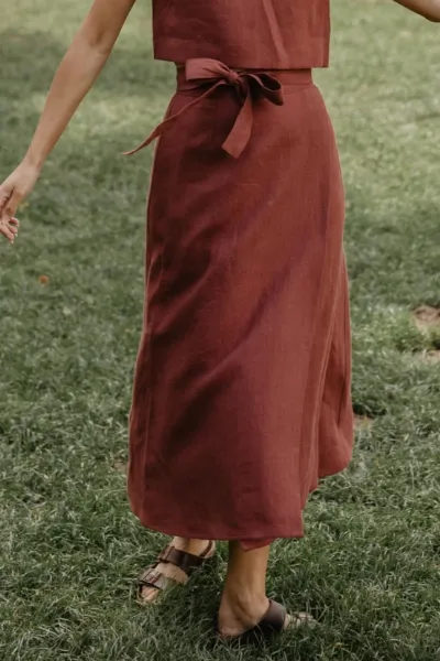 AmourLinen AmourLinen Damen vegan Wickelrock Iris Terracotta