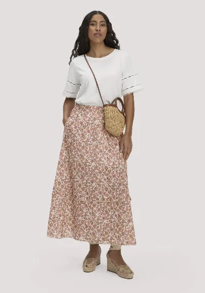 hessnatur hessnatur Damen Gewebe Print Rock Maxi aus Bio-Baumwolle - beige