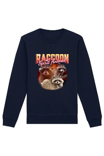 Oat Milk Club Oat Milk Club Damen vegan Sweatshirt Raccoon Spirit Animal Marineblau