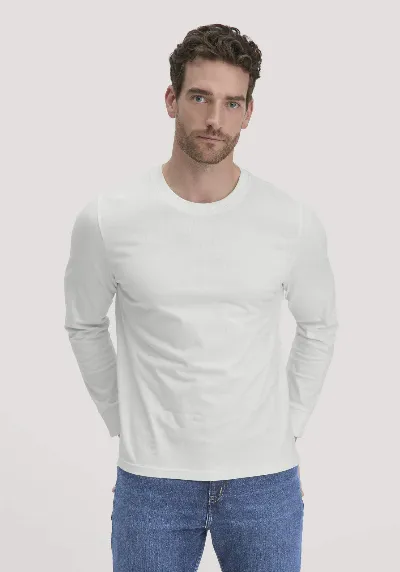 hessnatur hessnatur Herren Heavy Jersey Longsleeve Relaxed aus Bio-Baumwolle - weiß