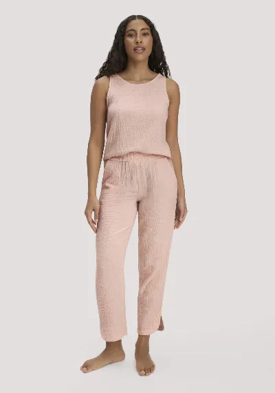 hessnatur hessnatur Damen Musselin Schlafhose Regular PURE COMFORT aus Bio-Baumwolle - rosa