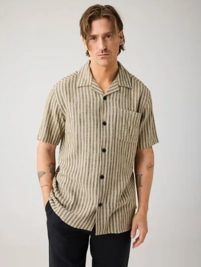 KnowledgeCotton Apparel KnowledgeCotton Apparel Lockeres Kurzarmhemd aus Ecovero und Leinen