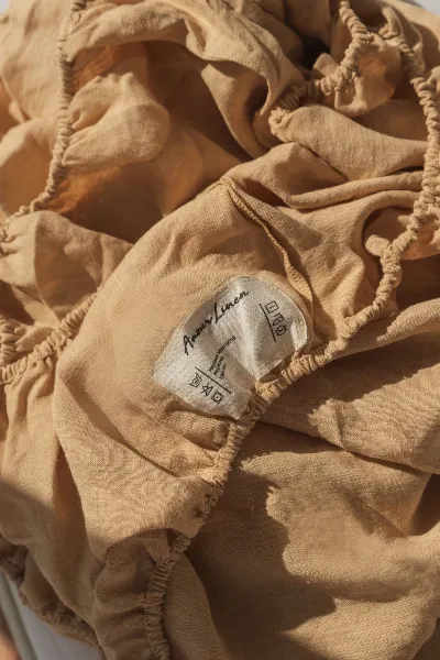 AmourLinen AmourLinen unisex vegan Spannbetttuch Senf