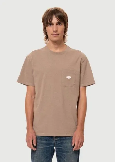 Nudie Jeans Nudie Jeans T-Shirt Leffe Pocket - Brown Melange