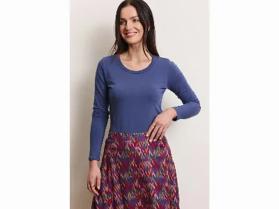 tranquillo tranquillo Bio-Damen-Langarmshirt 'Tildaa' mit Rundhalsausschnitt, crown blue,