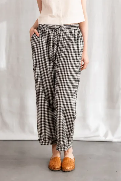 Jyoti Fair Works Jyoti Fair Works Damen vegan Hose Jhan Checkered Schwarz/WeiÃŸ