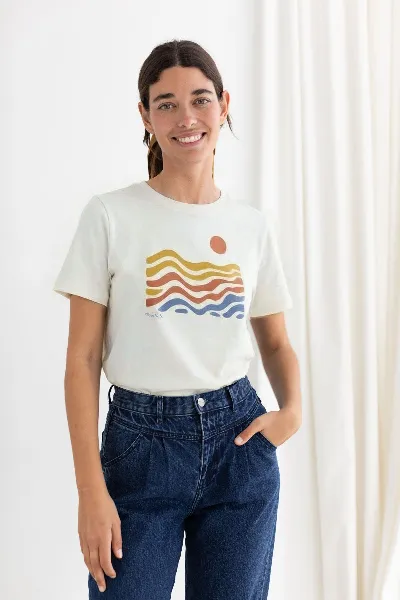TWOTHIRDS TWOTHIRDS Damen vegan T-Shirt Alcudia Sunrise White