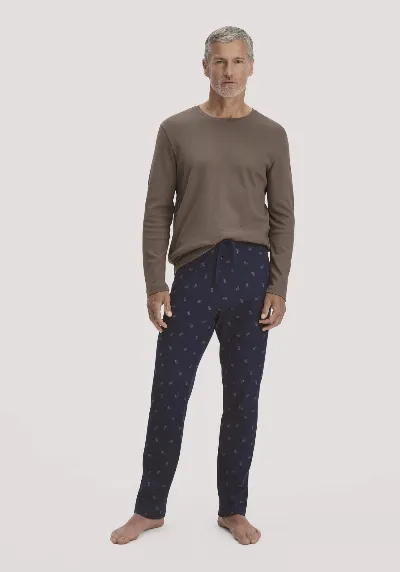hessnatur hessnatur Herren Schlafhose PURE COTTON aus Bio-Baumwolle - blau