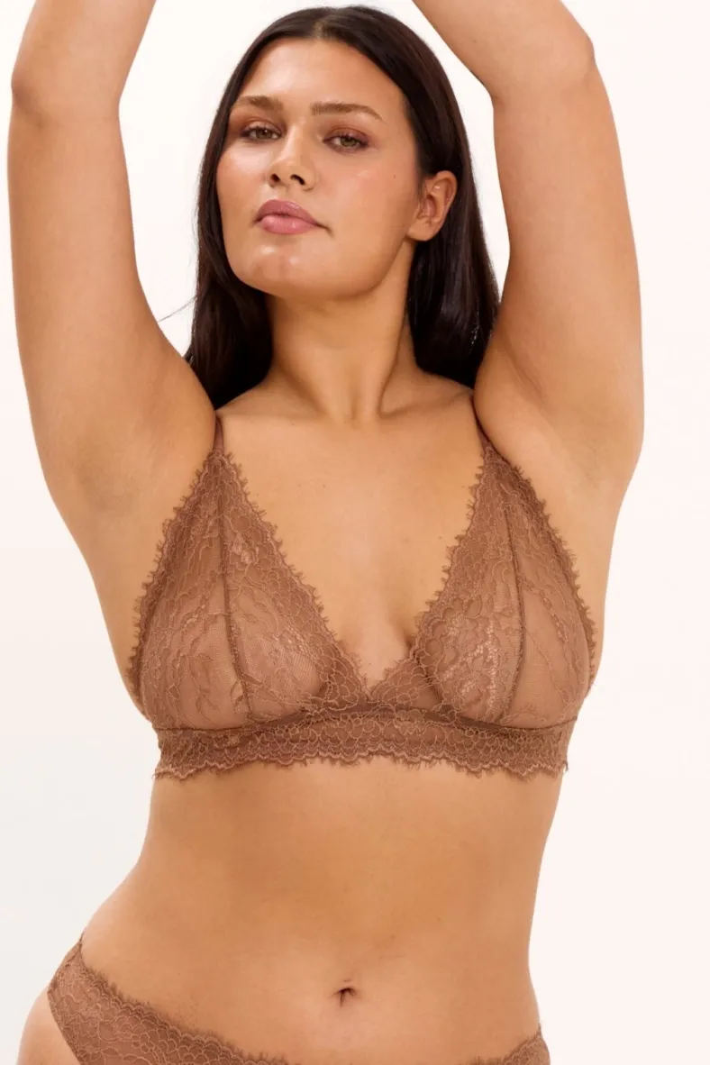Understatement Understatement Damen vegan Bralette Lace Triangle Mocha