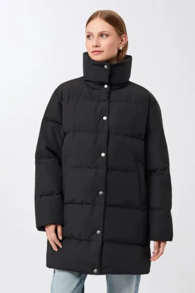 LangerChen LangerChen Damen vegan Jacke Mit Stehkragen