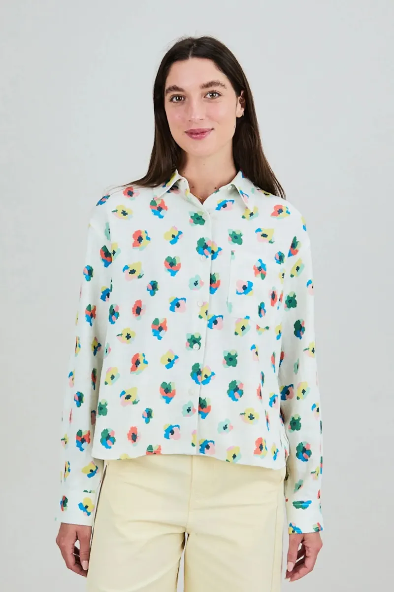 Brava Fabrics Bluse Mini Flower Boxy Off White