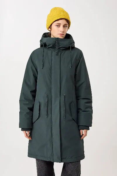 LangerChen LangerChen Damen vegan Parka Lockere Passform Wattiert Tannen
