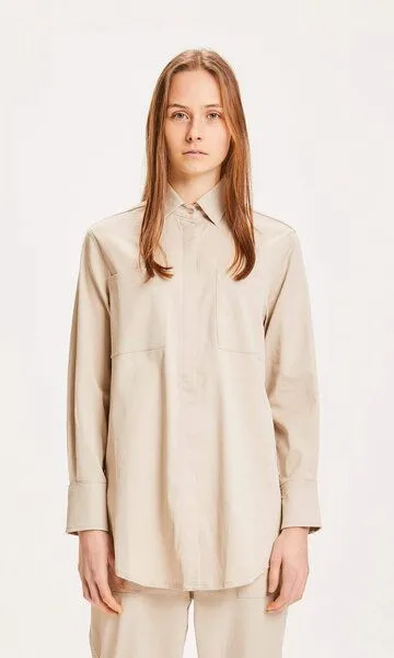 KnowledgeCotton Apparel KnowledgeCotton Apparel Damen Workerbluse JUNIPER aus Tencel, Farbe Feather Gray