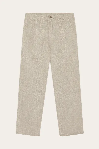 KnowledgeCotton Apparel KnowledgeCotton Apparel Herren vegan Hose Fig Loose Leinen Mix Light Feather Gray